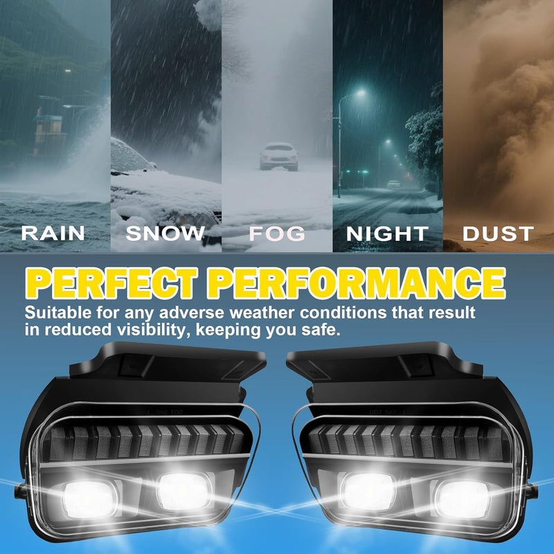 BOXLIGHT LED Fog Lights Compatible with 2003 2004 2005 2006 2007 Chevy Silverado All Models/ 2002 2003 2004 2005 2006 Chevy Avalanche, 1 Pair Front Bumper Driving Fog Lamps with Clear Lens - Image 4